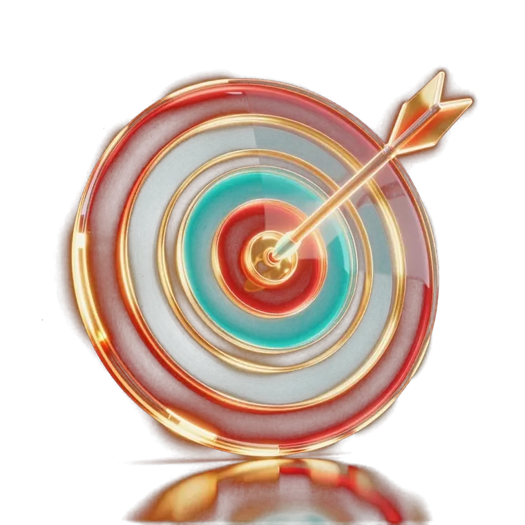 Glowing target with an arrow in the bullseye, representing Google Ads