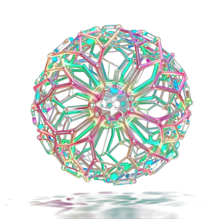 Glowing neural core of interlocking light circuitry, representing custom AI software