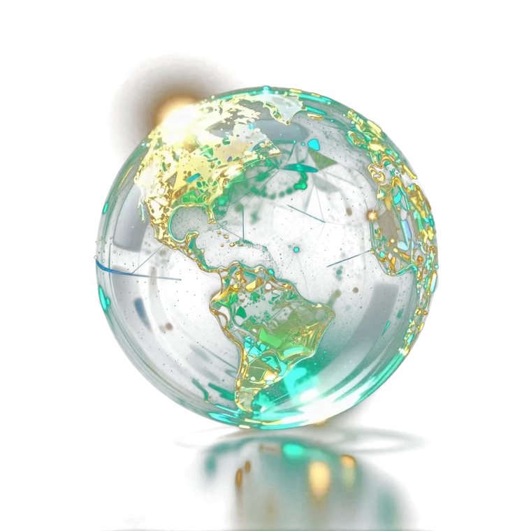 Glowing glass globe threaded with gold light, representing generative engine optimization visibility