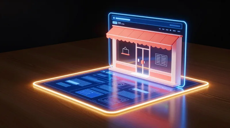 Small-business web design that converts — glowing website blueprint