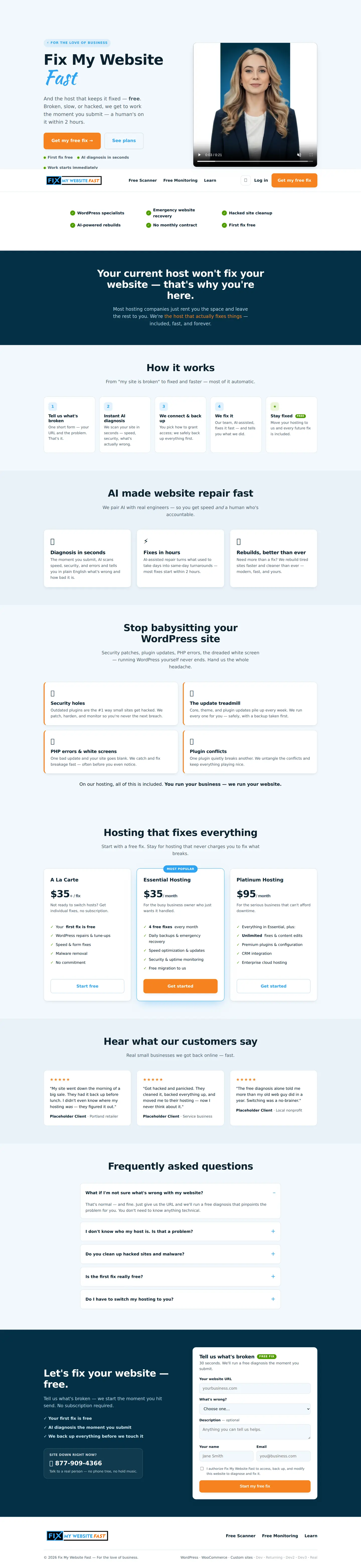Fix My Website Fast website